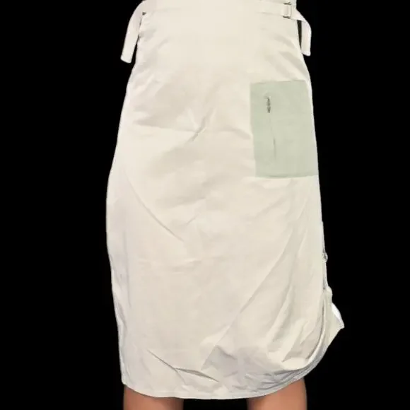 Cargo Utility Midi Dress Tan Khaki Stretch Zippers Parachute Sack Utilitarian XS - Picture 10 of 16